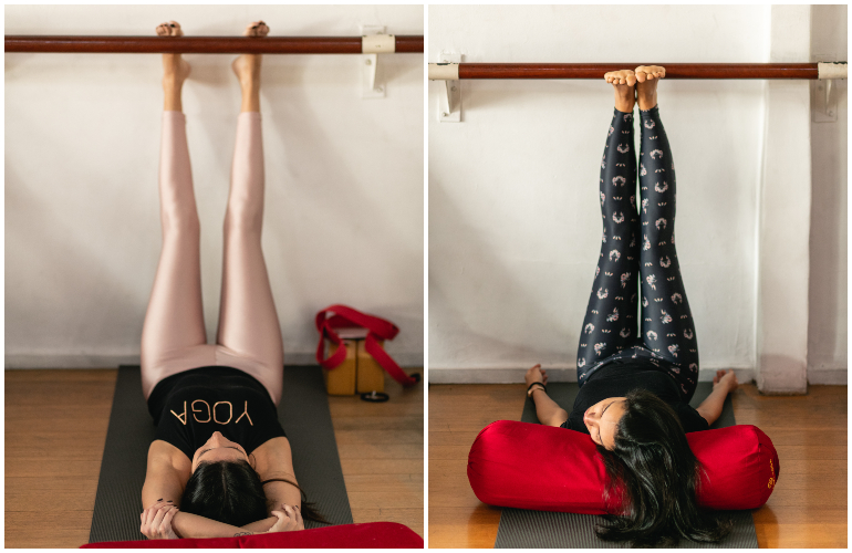 Exercícios de yoga para relaxamento: pernas para cima