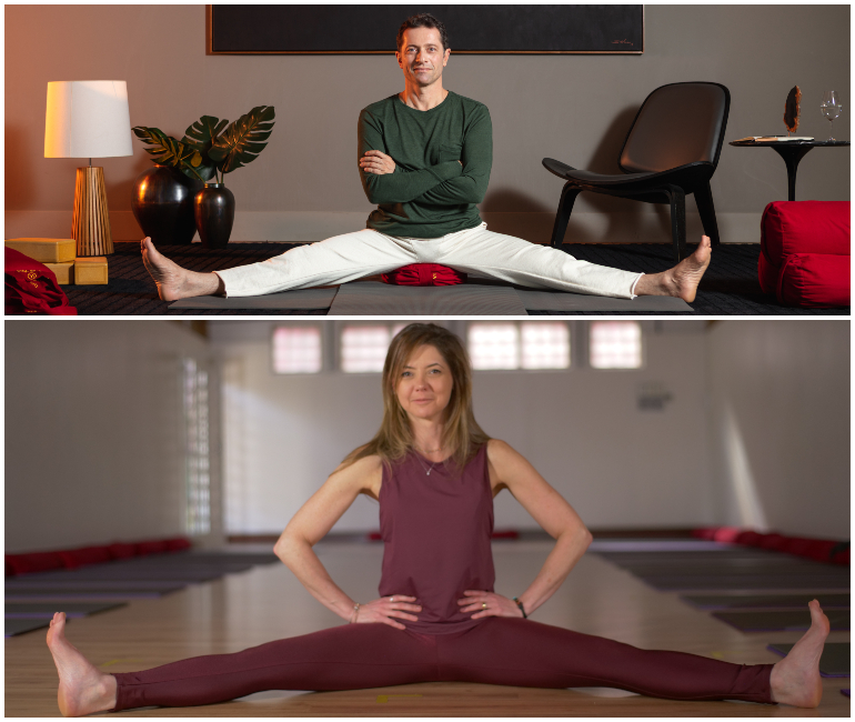 Yoga para relaxar: grande abertura de pernas