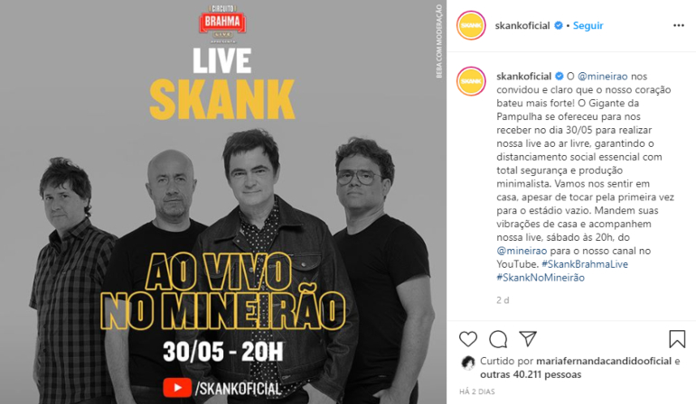 Após anunciarem separação, Skank fará Live Show diretamente do Mineirão neste sábado, 30