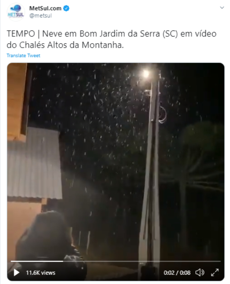 Termômetros no sul do Brasil chegam a marcar até -8ºC e moradores registram neve no RS e SC; confira imagens
