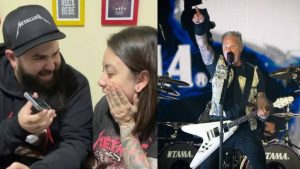 Vocalista do Metallica faz ligação para mãe que teve filho em show