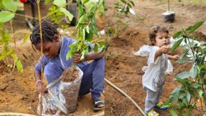 Bruno Gagliasso compartilha registro de filhos plantando árvores