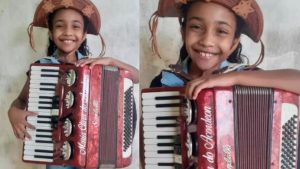 Aos 6 anos, menina aprende a tocar sanfona tendo Luiz Gonzaga como inspiração