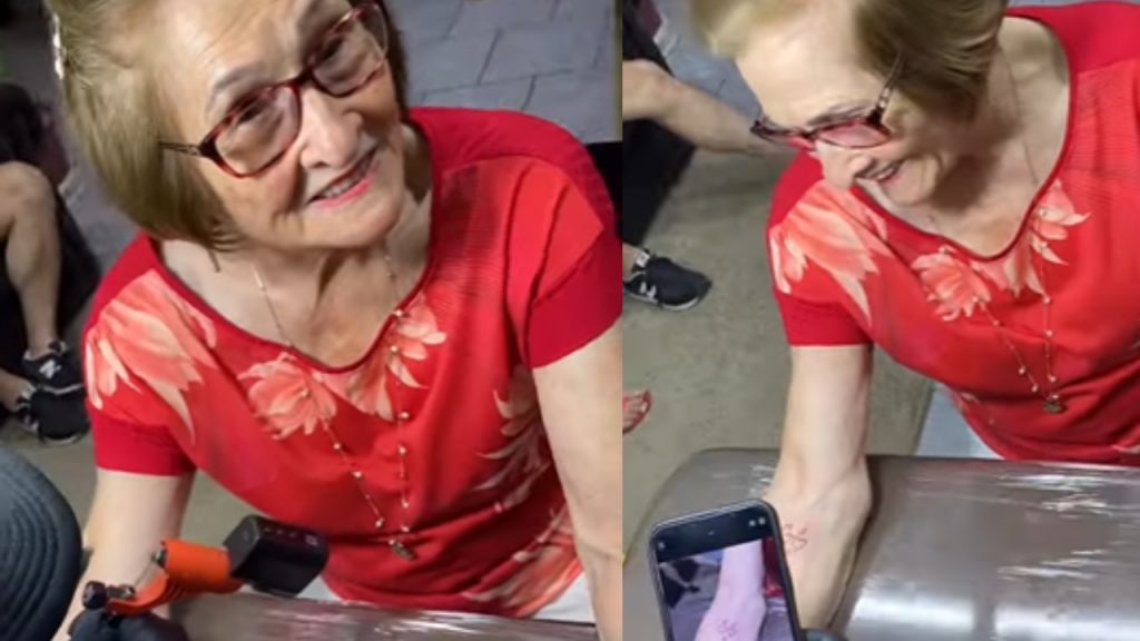 Senhora de 89 anos dedica 1ª tatuagem a marido e filhos: "Pura vida!"