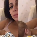 Viviane Araújo se emociona ao amamentar filho, Joaquim: "Não aguento"