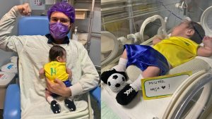 Bebês prematuros enviam mensagens de incentivo para Seleção Brasileira