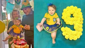 Edson Celulari celebra 9 meses de Chiara em clima de Copa do Mundo