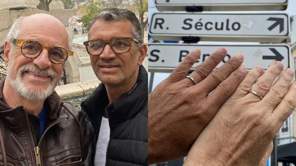 Aos 70 anos, Marcos Caruso se casa com técnico de enfermagem em Portugal