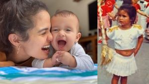 Parece, ou não? Nanda Costa publica foto de criança e faz comparação com filha Tiê
