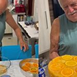 Simples e delicioso! Ary Fontoura ensina receita de bolo de laranja decorado com a fruta
