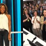De pé, jornalistas da TV Globo aplaudem Glória Maria ao final do Jornal Nacional
