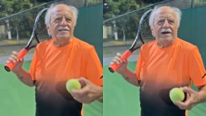 Ary Fontoura exibe habilidades em quadra de tênis e lança: "Nunca é tarde para começar"