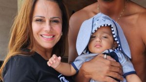 Viviane Araújo celebra 7 meses de filho em clima de Páscoa